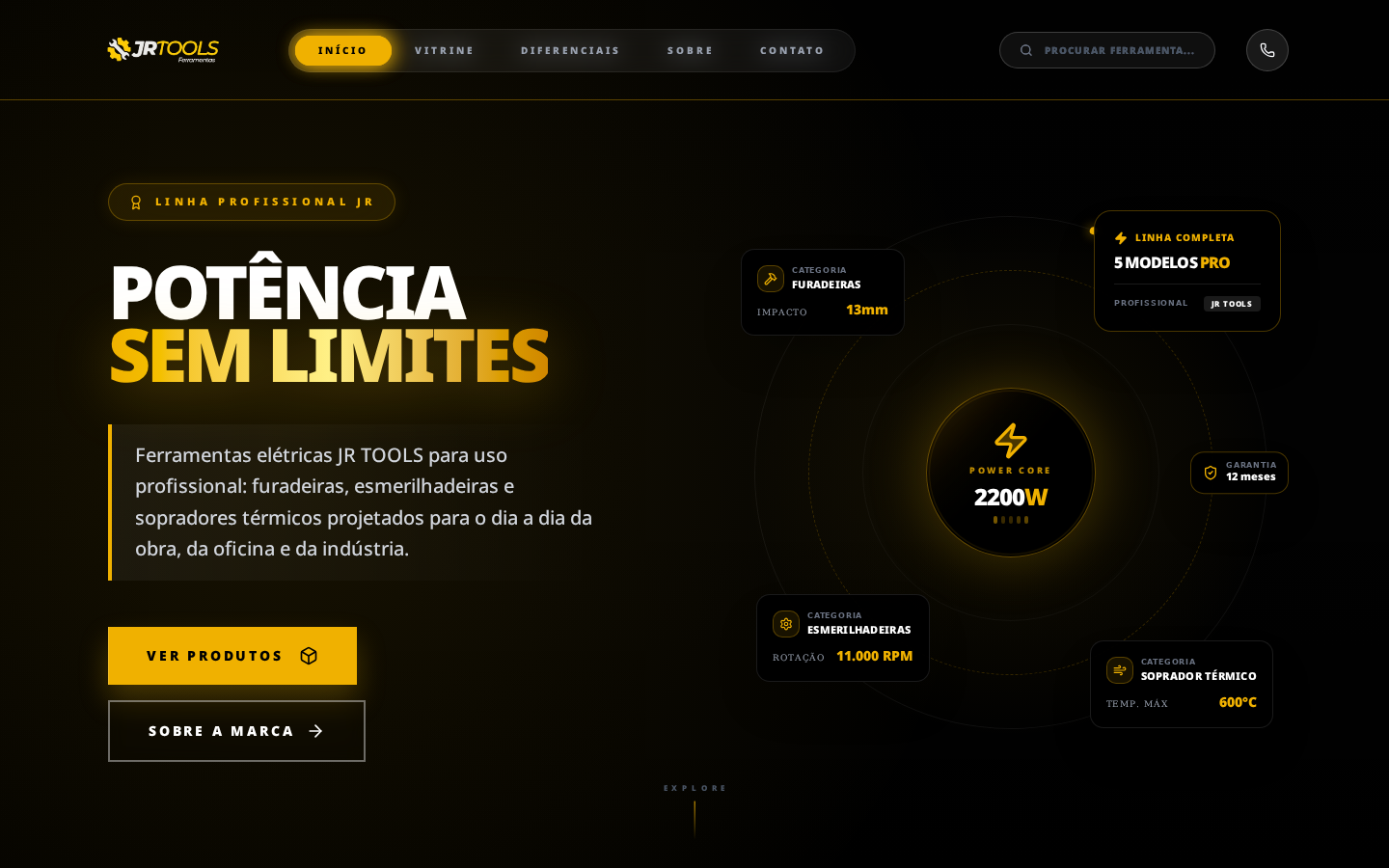 JR Tools — Vitrine digital de ferramentas industriais premium