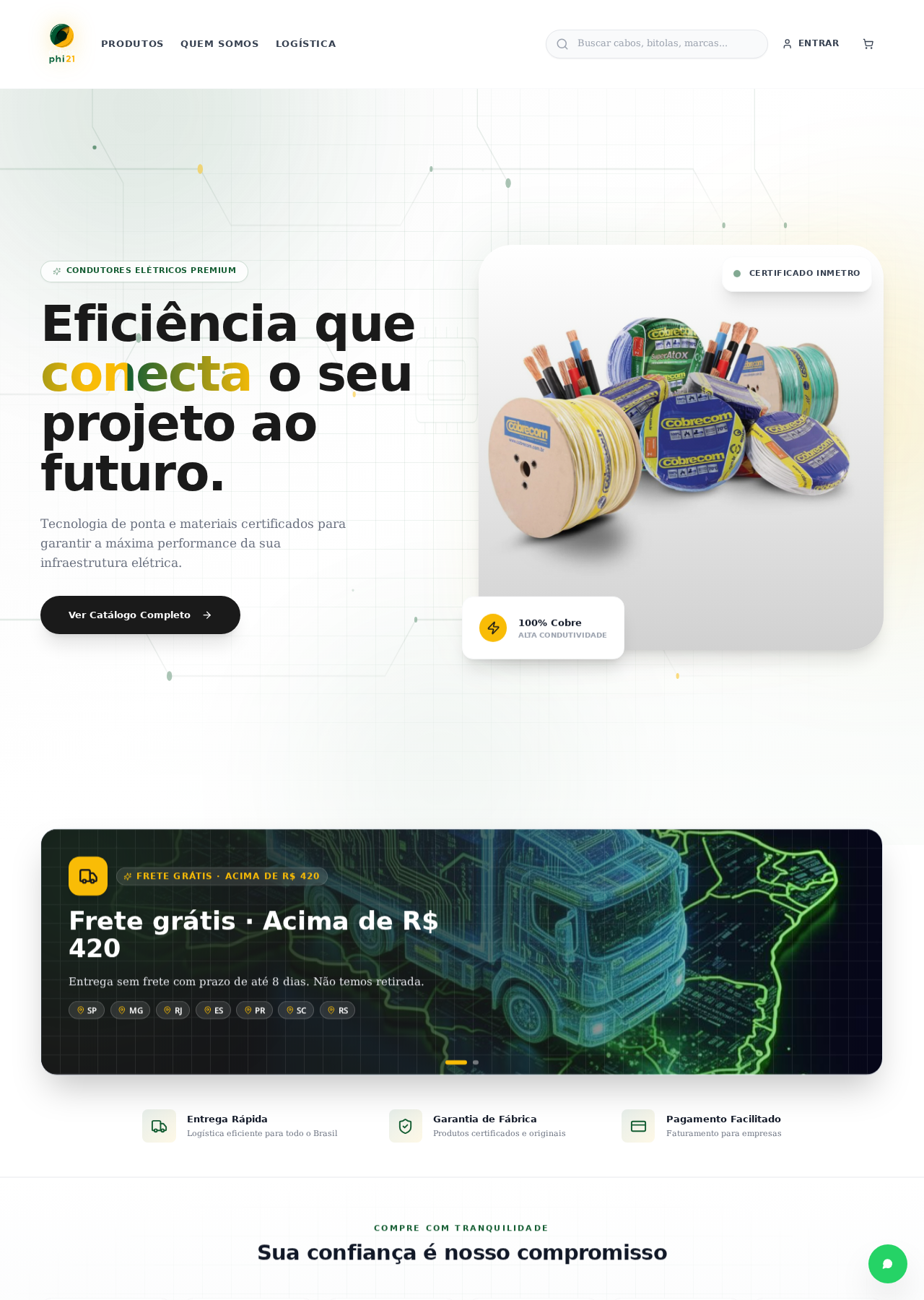 Cabos Phi21 — E-commerce de cabos premium para áudio e vídeo