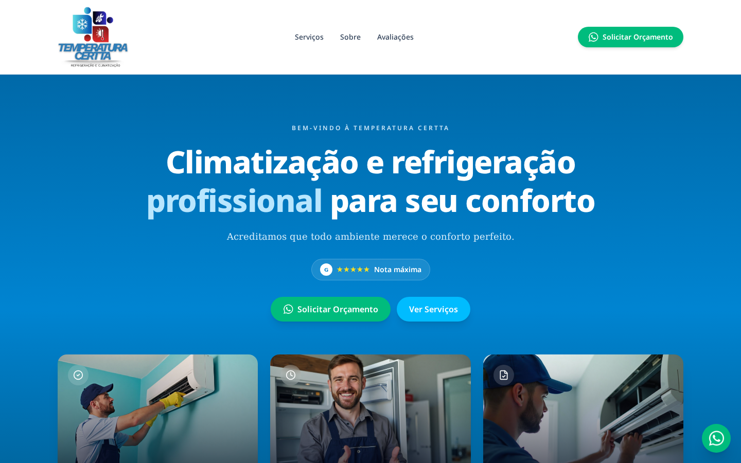 Temperatura Certta — Site institucional de climatização e refrigeração