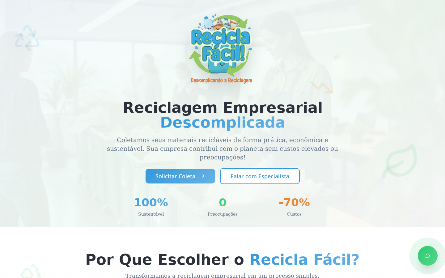 Recicla Fácil SP — Site institucional de reciclagem empresarial