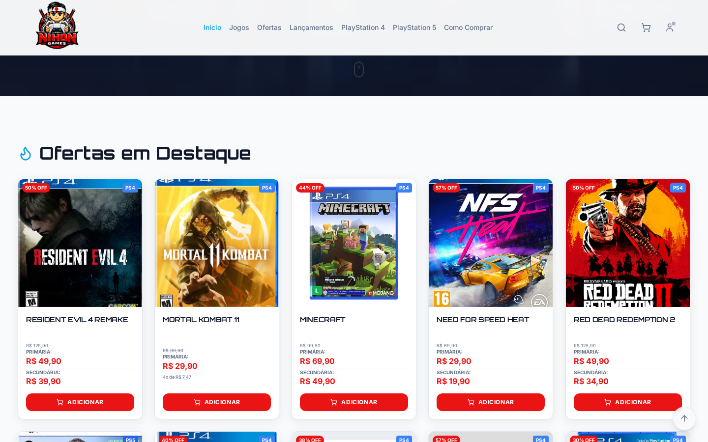 Nihon Games — Vitrine de jogos digitais PS4 e PS5