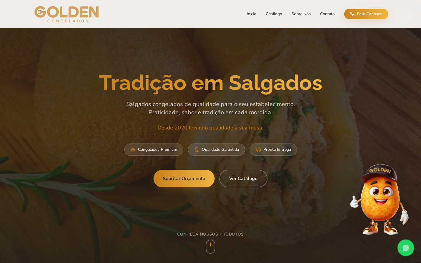 Golden Congelados — Vitrine B2B de salgados congelados