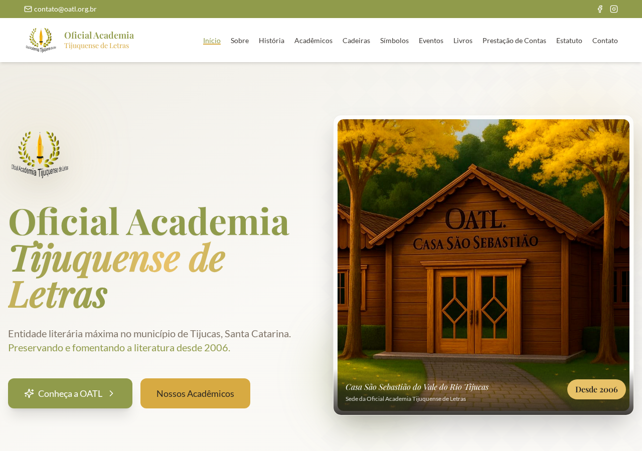 OATL — Academia Tijuquense de Letras — Site institucional de academia literária