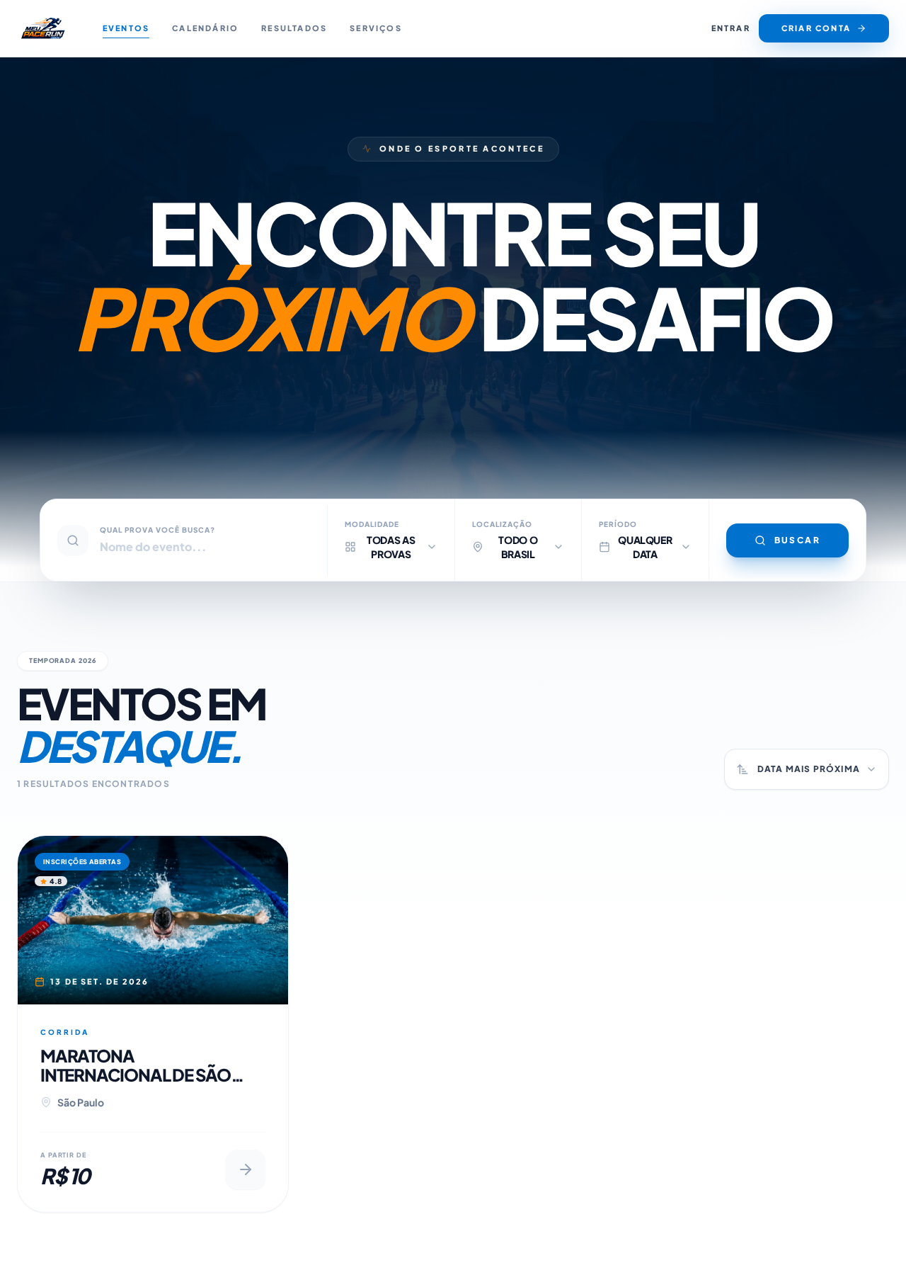 MeuPaceRun — Plataforma de inscrições de eventos esportivos